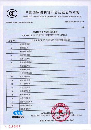 中國(guó)國(guó)家強(qiáng)制性產(chǎn)品認(rèn)證證書附表1